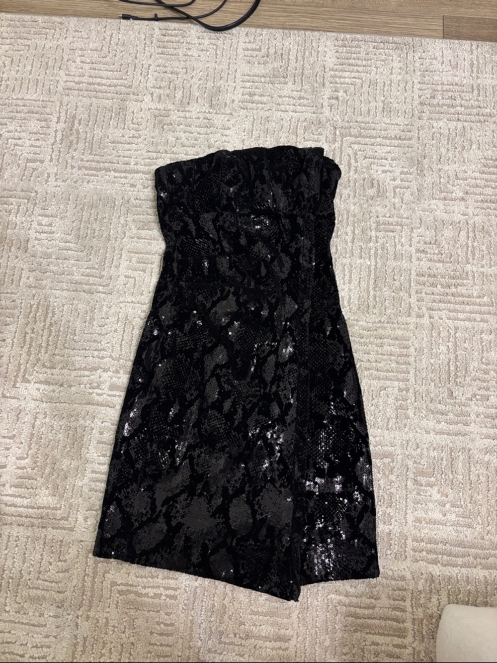 Black Sequin Strapless Party Dress